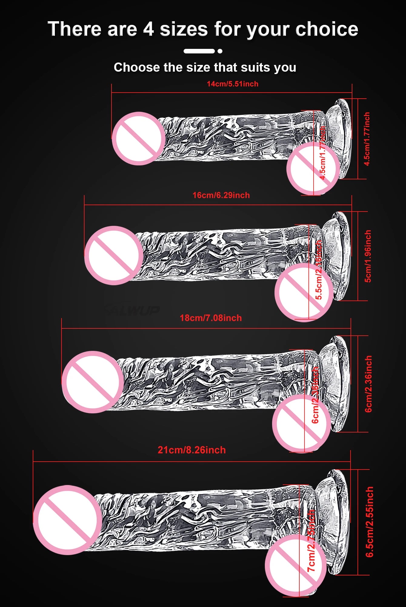 Realistic Transparent Dildo for Women Silicone Realistic Fake Dick Penis with Strong Suction Cup Hands-Free Adult Sex Toy