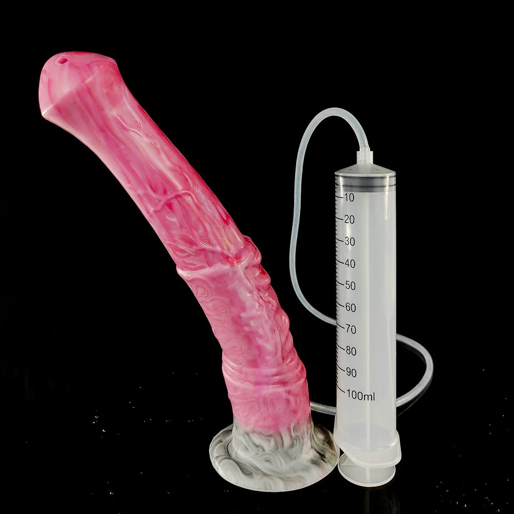 FAAK Squirting Penis Soft Silicone Fantasy Ejaculation Long Horse Dildo With Suction Cup Size S M L Penetration Anal Plug