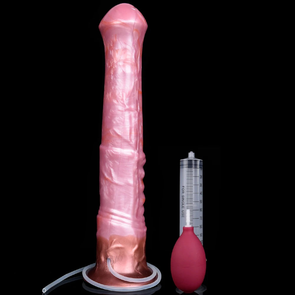 FAAK Squirting Penis Soft Silicone Fantasy Ejaculation Long Horse Dildo With Suction Cup Size S M L Penetration Anal Plug