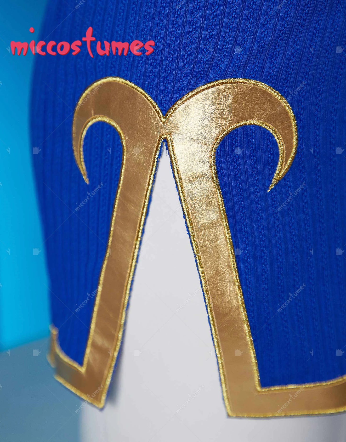 MICCOSTUMES Women's Chun Li Derivative Casual Outfit Halter Dress and Top with Bracelets Hairband Cosplay Costume