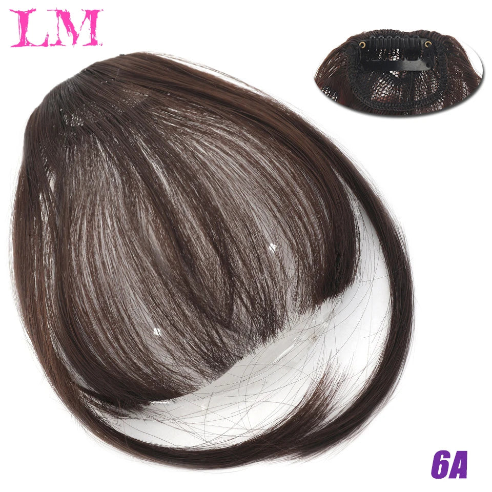 LM Fake Blunt air Bangs hair Clip-In Extension Synthetic Fake Fringe Natural False hairpiece For Women Clip In Bangs
