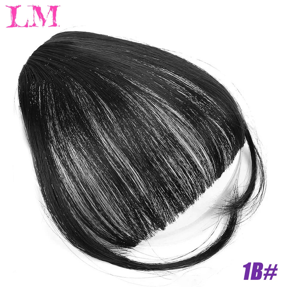LM Short Synthetic Bangs Heat Resistant Hairpieces Hair Women Natural Short Fake Hair Bangs Hair Clips For Extensions Black