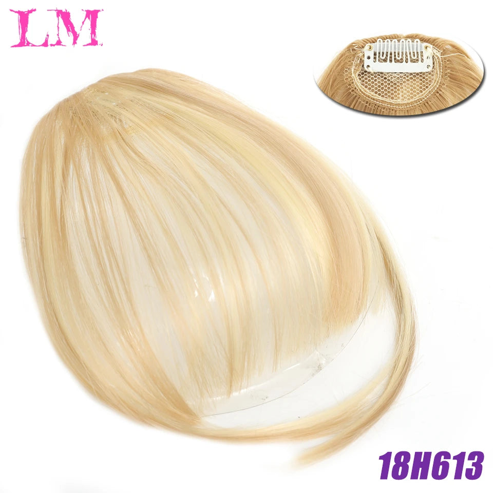 LM Fake Blunt air Bangs hair Clip-In Extension Synthetic Fake Fringe Natural False hairpiece For Women Clip In Bangs