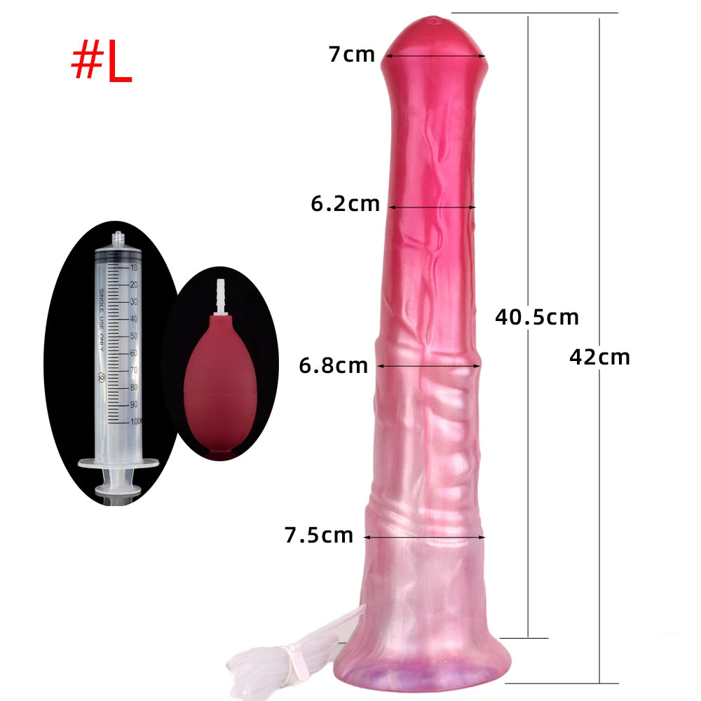 FAAK Squirting Penis Soft Silicone Fantasy Ejaculation Long Horse Dildo With Suction Cup Size S M L Penetration Anal Plug