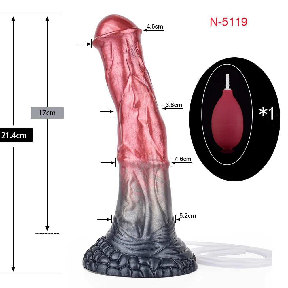 FAAK Squirting Penis Soft Silicone Fantasy Ejaculation Long Horse Dildo With Suction Cup Size S M L Penetration Anal Plug