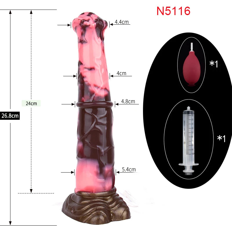 FAAK Squirting Penis Soft Silicone Fantasy Ejaculation Long Horse Dildo With Suction Cup Size S M L Penetration Anal Plug