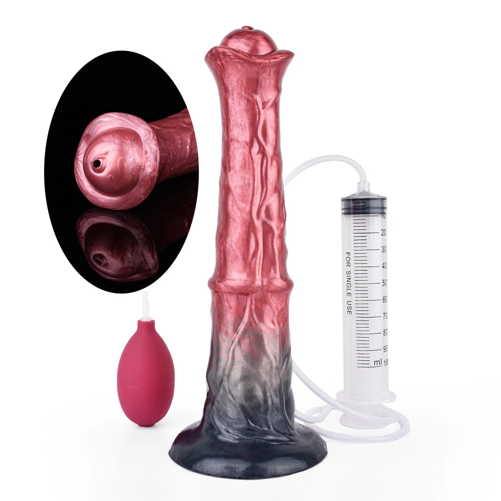 FAAK Squirting Penis Soft Silicone Fantasy Ejaculation Long Horse Dildo With Suction Cup Size S M L Penetration Anal Plug
