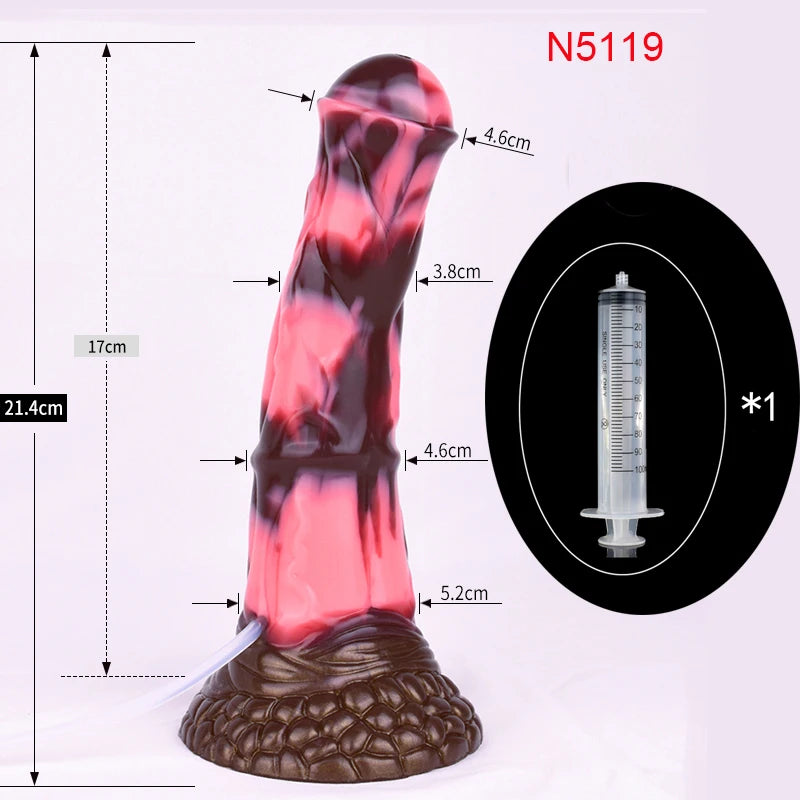 FAAK Squirting Penis Soft Silicone Fantasy Ejaculation Long Horse Dildo With Suction Cup Size S M L Penetration Anal Plug