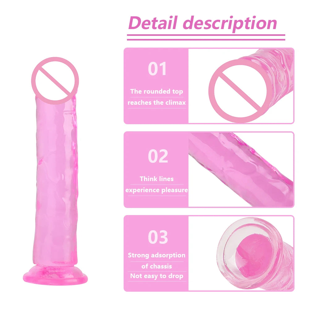 TPE Jelly Dildo Penis 8 Sizes Strong Suction Cup Women Vaginal Anal Plug Toys Masturbators, Unisex Adult Sex Toys, Sex Toys
