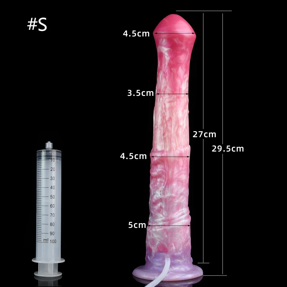 FAAK Squirting Penis Soft Silicone Fantasy Ejaculation Long Horse Dildo With Suction Cup Size S M L Penetration Anal Plug