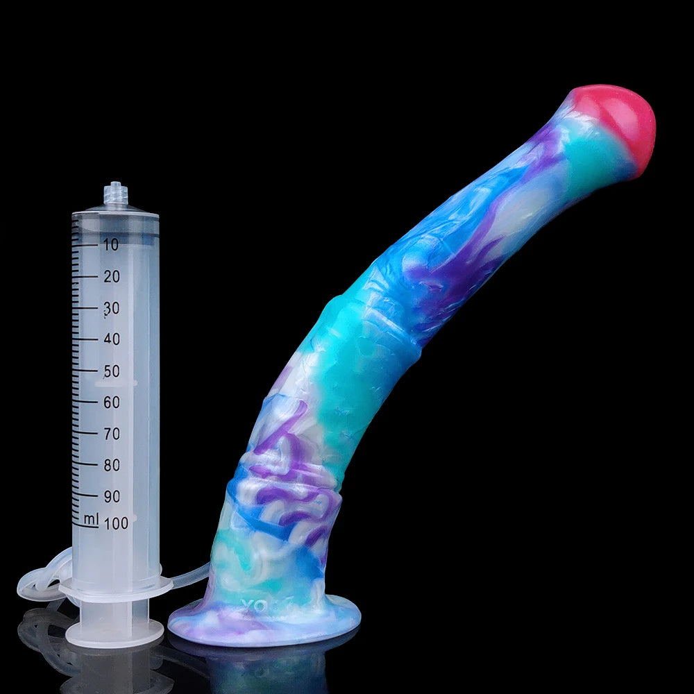 FAAK Squirting Penis Soft Silicone Fantasy Ejaculation Long Horse Dildo With Suction Cup Size S M L Penetration Anal Plug