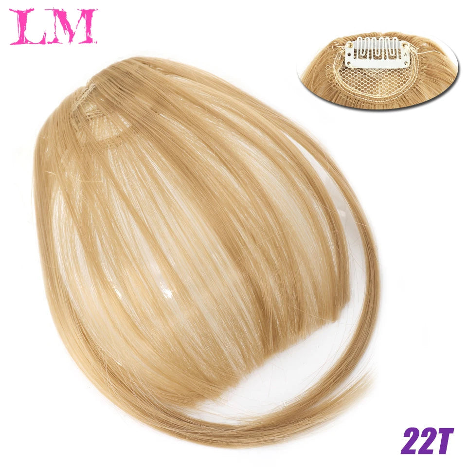 LM Fake Blunt air Bangs hair Clip-In Extension Synthetic Fake Fringe Natural False hairpiece For Women Clip In Bangs