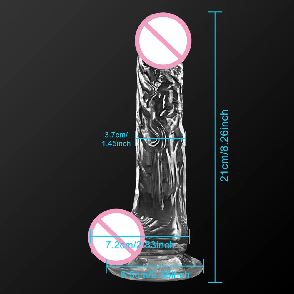 Realistic Transparent Dildo for Women Silicone Realistic Fake Dick Penis with Strong Suction Cup Hands-Free Adult Sex Toy