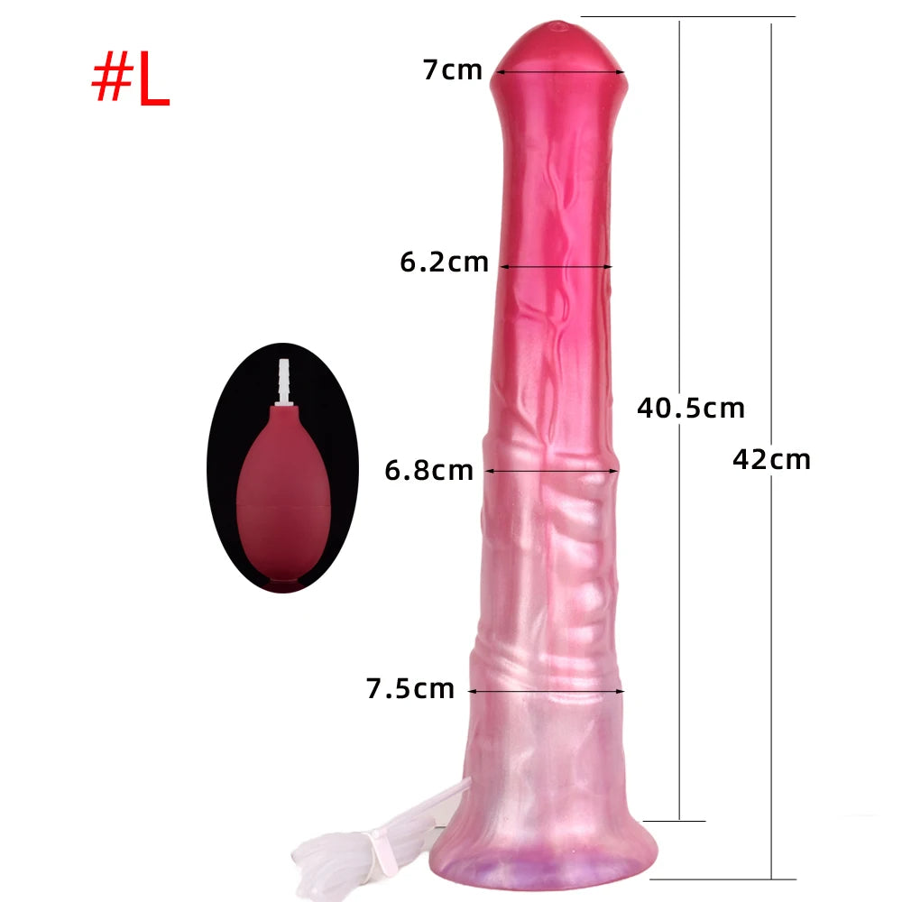 FAAK Squirting Penis Soft Silicone Fantasy Ejaculation Long Horse Dildo With Suction Cup Size S M L Penetration Anal Plug