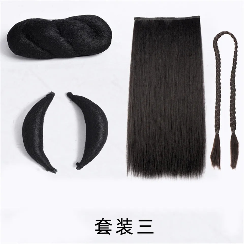 LM Synthetic Hanfu Ancient Costume Chinese Ancient Synthetic Wig Chignon Princess Hair Bun Cosplay Wig For Women