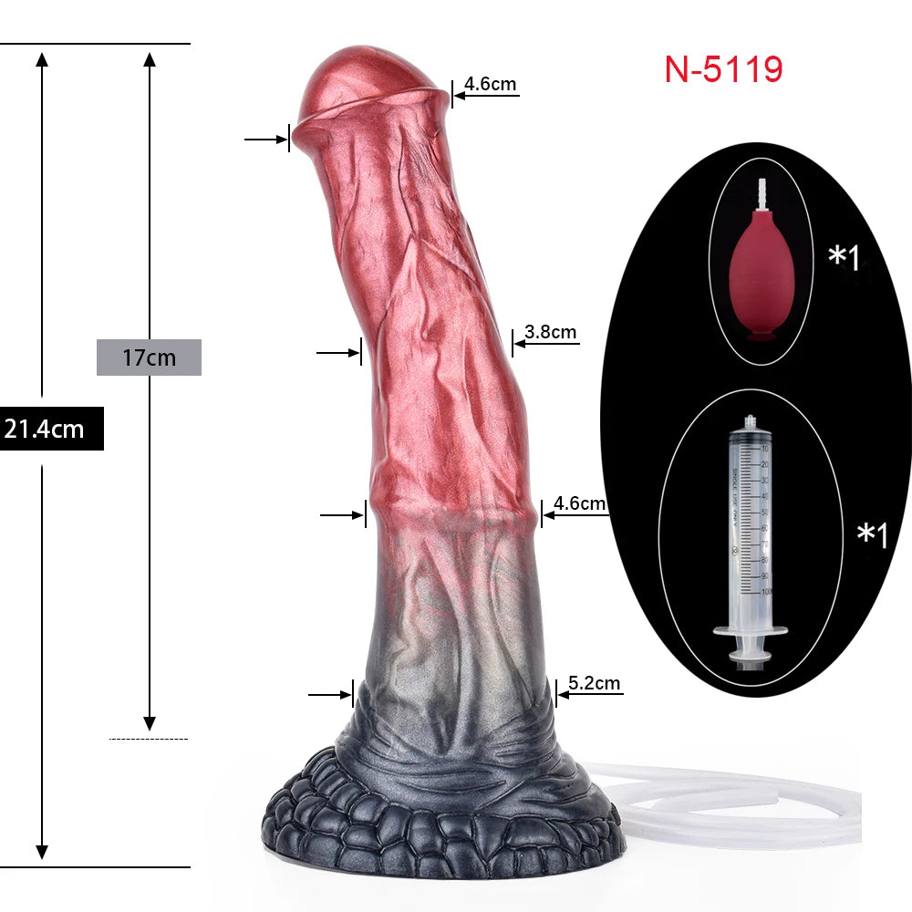 FAAK Squirting Penis Soft Silicone Fantasy Ejaculation Long Horse Dildo With Suction Cup Size S M L Penetration Anal Plug