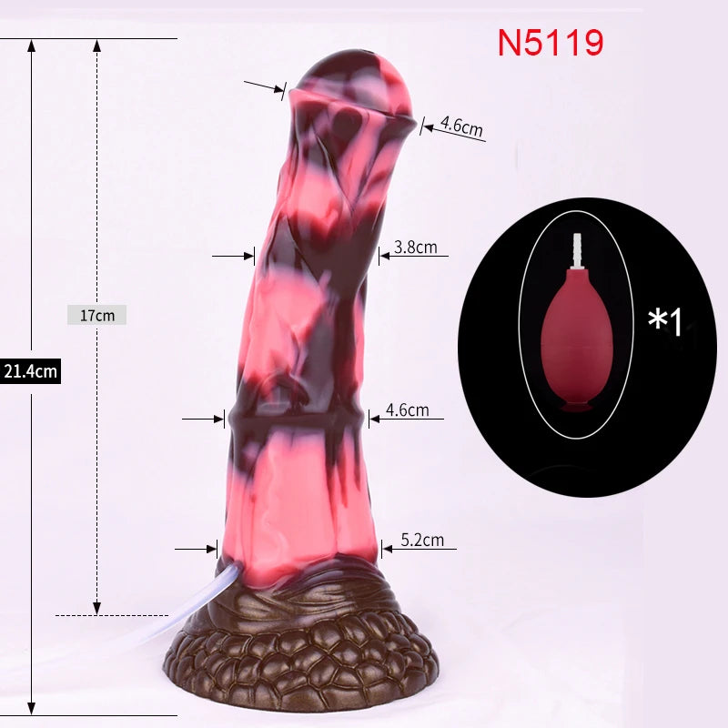 FAAK Squirting Penis Soft Silicone Fantasy Ejaculation Long Horse Dildo With Suction Cup Size S M L Penetration Anal Plug
