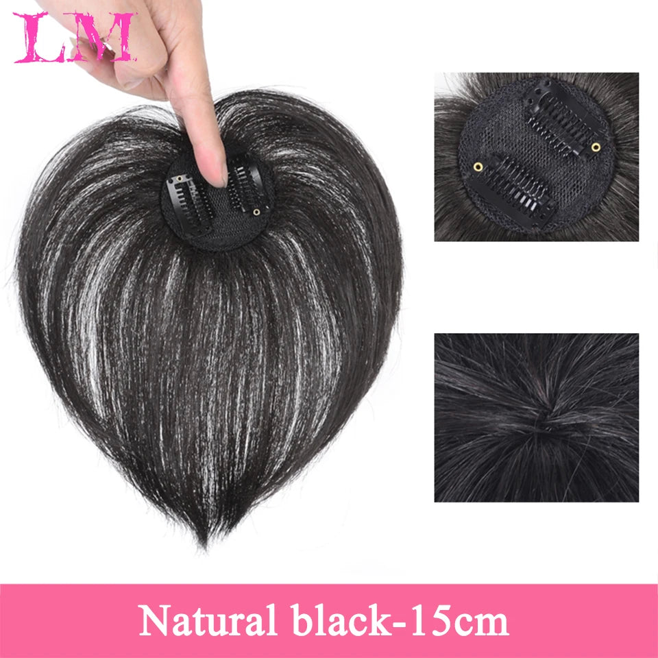 Replacement Piece Hair Covering White Hair Natural Invisible Seamless Hair Clip In Hair Bangs Hairpiece Synthetic Fake Bang Hair