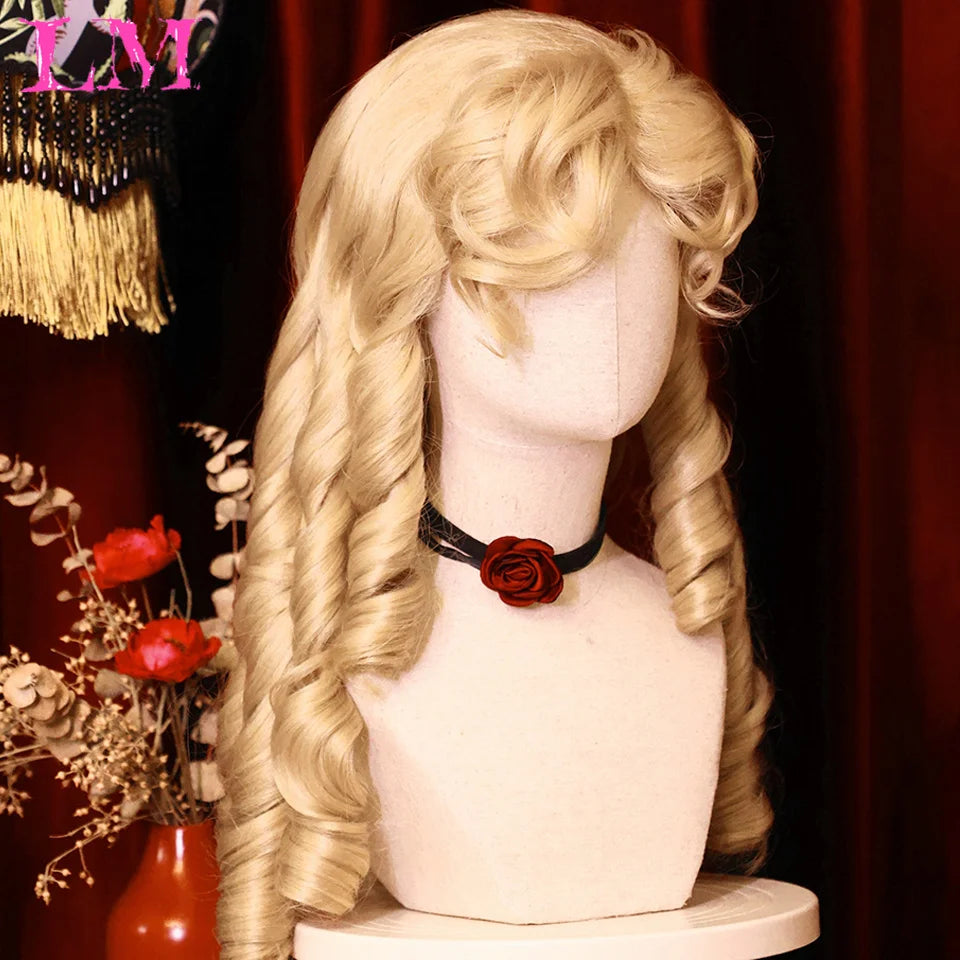 LM Golden Wig Synthetic Ombre Long Straight/Body Wave Middle Part Heat Resistant Natural Hair Wigs For Women Cosplay
