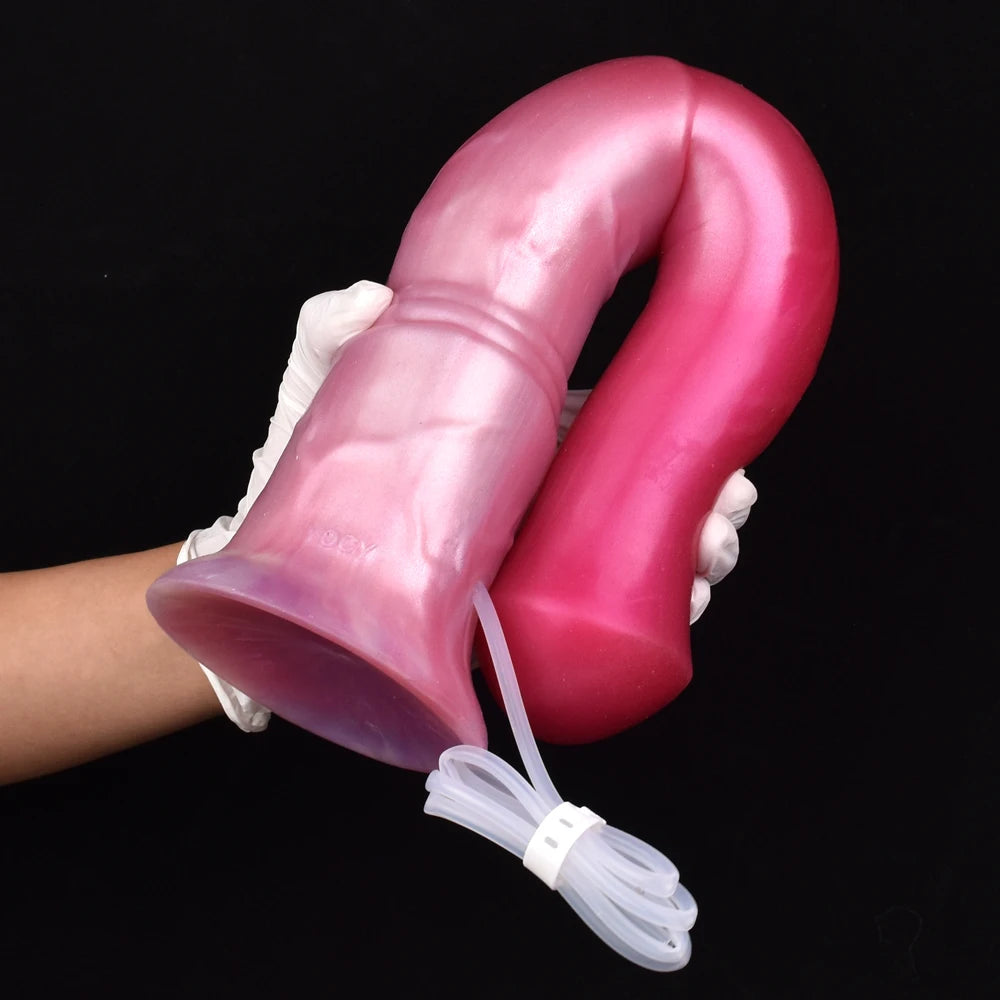 FAAK Squirting Penis Soft Silicone Fantasy Ejaculation Long Horse Dildo With Suction Cup Size S M L Penetration Anal Plug