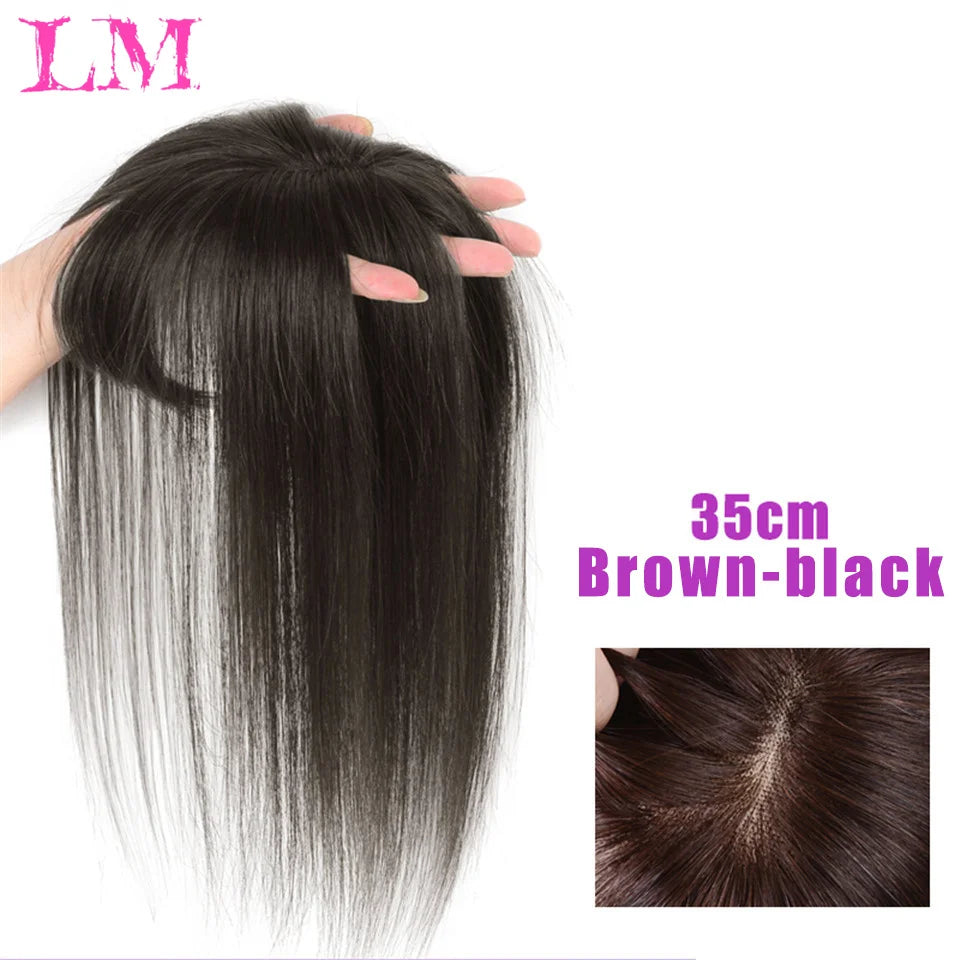 Replacement Piece Hair Covering White Hair Natural Invisible Seamless Hair Clip In Hair Bangs Hairpiece Synthetic Fake Bang Hair