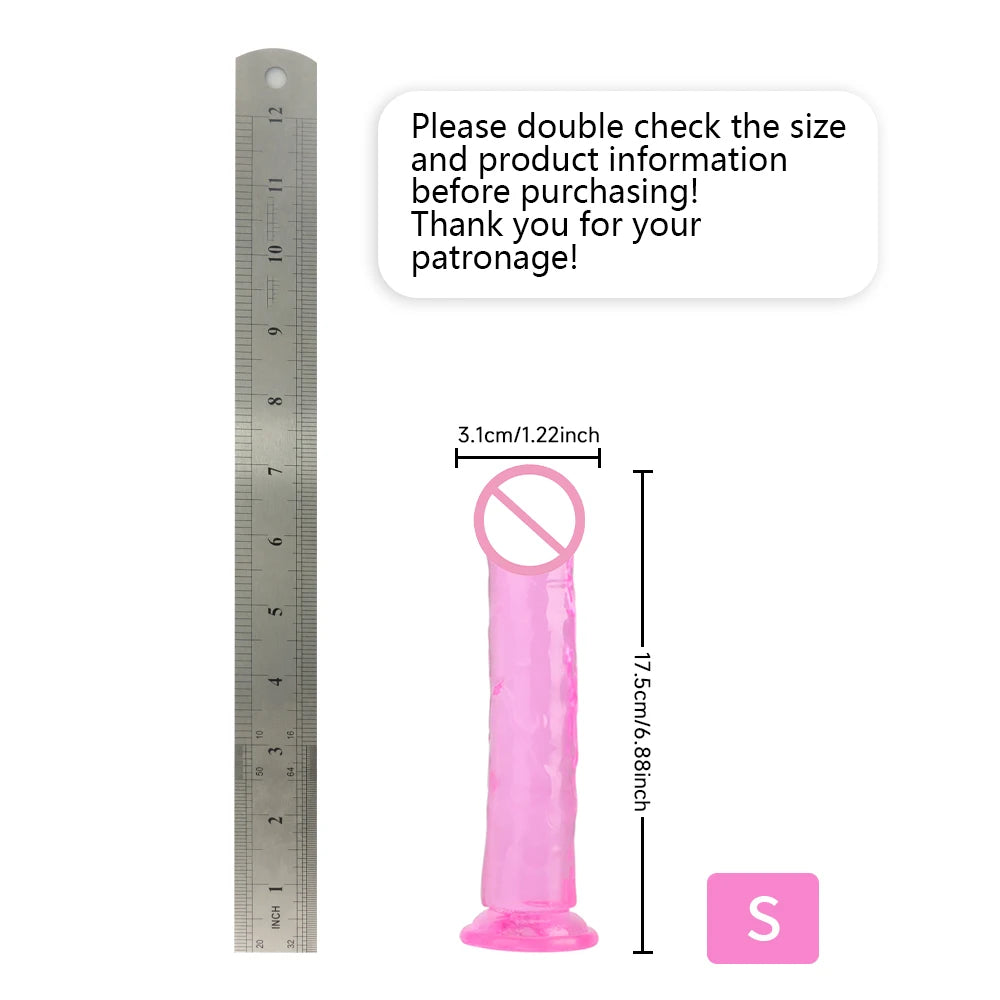 TPE Jelly Dildo Penis 8 Sizes Strong Suction Cup Women Vaginal Anal Plug Toys Masturbators, Unisex Adult Sex Toys, Sex Toys