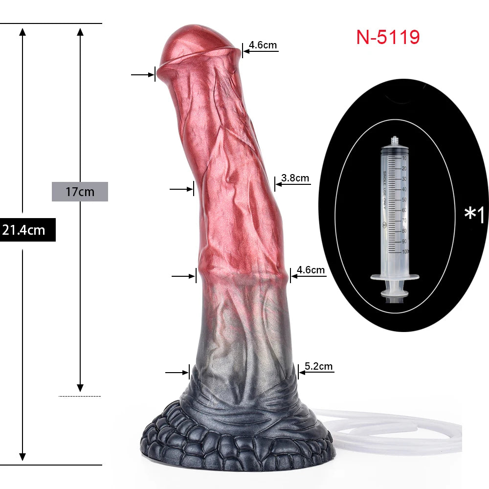 FAAK Squirting Penis Soft Silicone Fantasy Ejaculation Long Horse Dildo With Suction Cup Size S M L Penetration Anal Plug