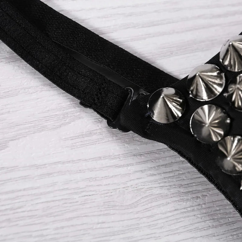 Silver Rivets Punk Rave Bralette Lingerie Gothic Bra Top Sexy Push Up Brassiere Nightclub Party Bar Fashion Hot Bras for Women