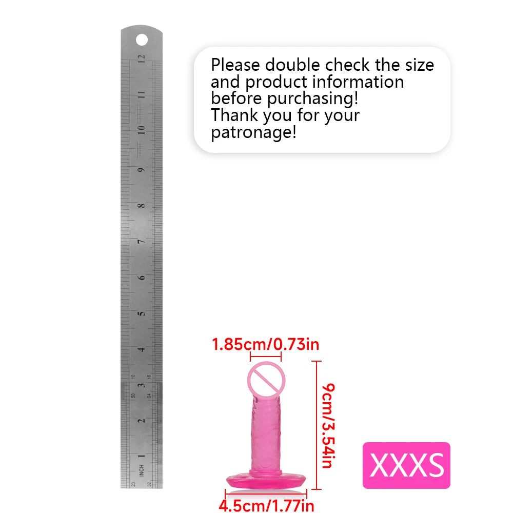 TPE Jelly Dildo Penis 8 Sizes Strong Suction Cup Women Vaginal Anal Plug Toys Masturbators, Unisex Adult Sex Toys, Sex Toys