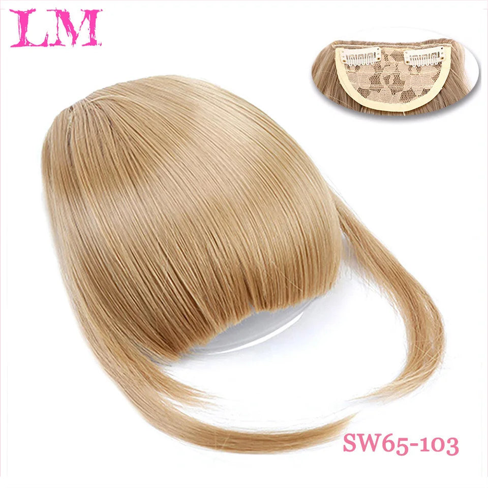 LM Fake Blunt air Bangs hair Clip-In Extension Synthetic Fake Fringe Natural False hairpiece For Women Clip In Bangs