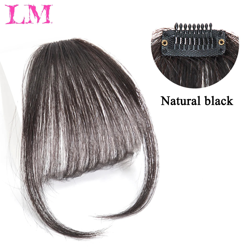 LM Fake Blunt air Bangs hair Clip-In Extension Synthetic Fake Fringe Natural False hairpiece For Women Clip In Bangs