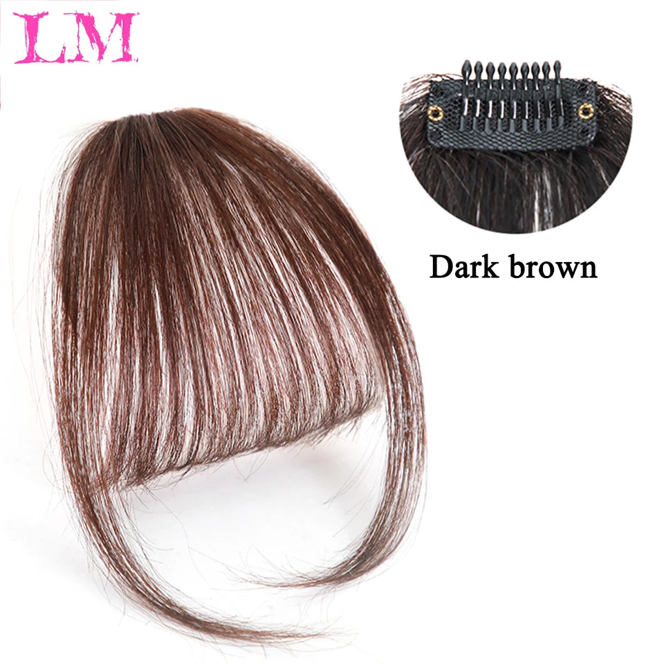 LM Fake Blunt air Bangs hair Clip-In Extension Synthetic Fake Fringe Natural False hairpiece For Women Clip In Bangs