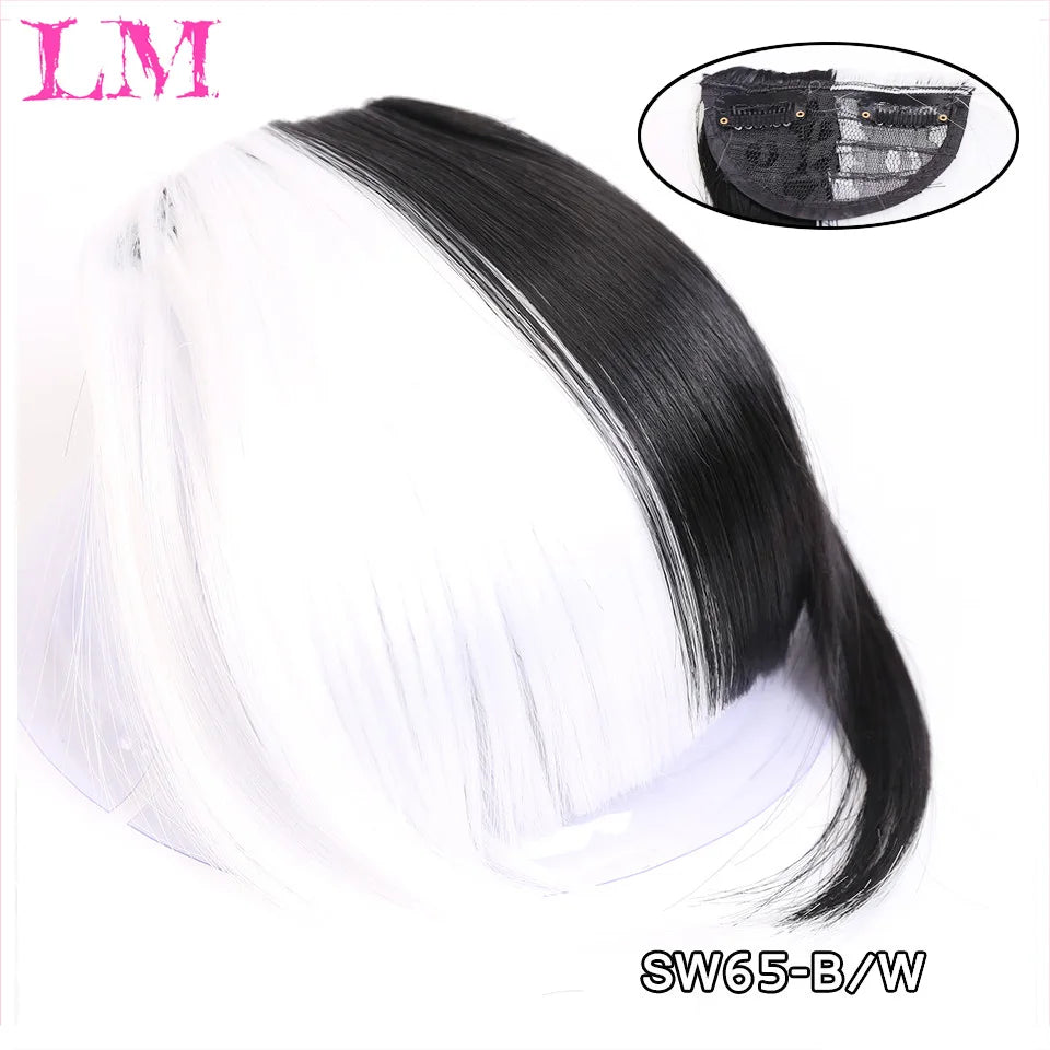 LM Fake Blunt air Bangs hair Clip-In Extension Synthetic Fake Fringe Natural False hairpiece For Women Clip In Bangs