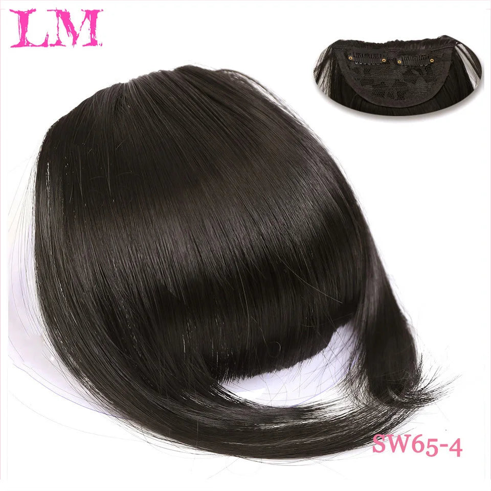 LM Fake Blunt air Bangs hair Clip-In Extension Synthetic Fake Fringe Natural False hairpiece For Women Clip In Bangs