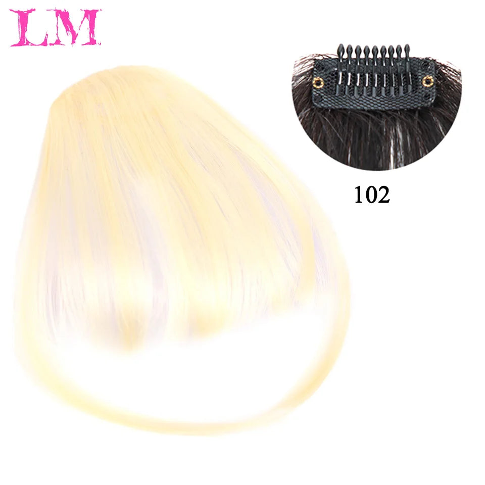 LM Fake Blunt air Bangs hair Clip-In Extension Synthetic Fake Fringe Natural False hairpiece For Women Clip In Bangs