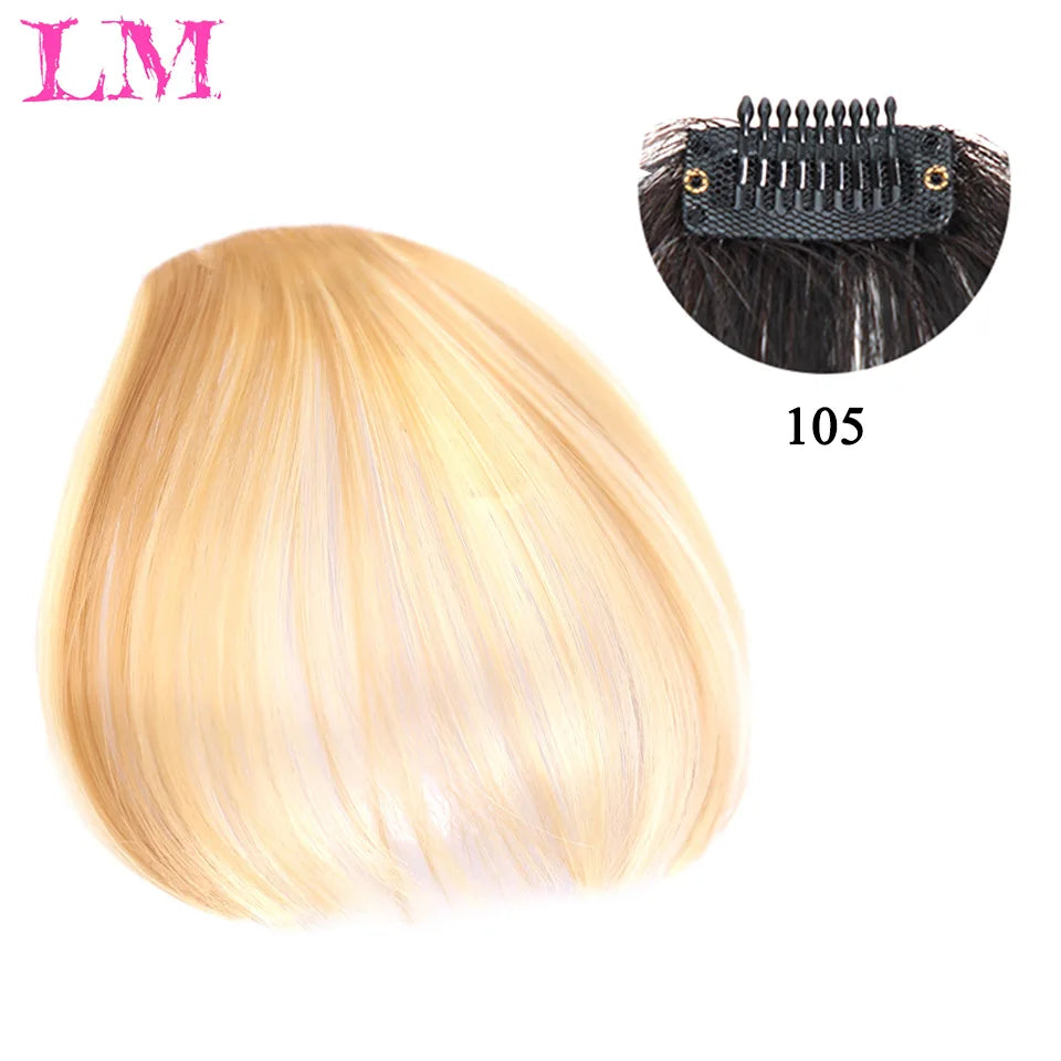 LM Fake Blunt air Bangs hair Clip-In Extension Synthetic Fake Fringe Natural False hairpiece For Women Clip In Bangs