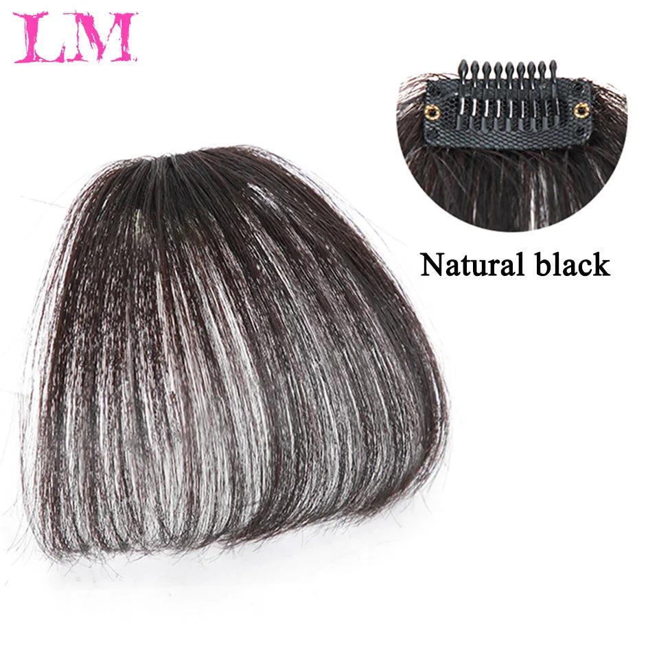 LM Fake Blunt air Bangs hair Clip-In Extension Synthetic Fake Fringe Natural False hairpiece For Women Clip In Bangs