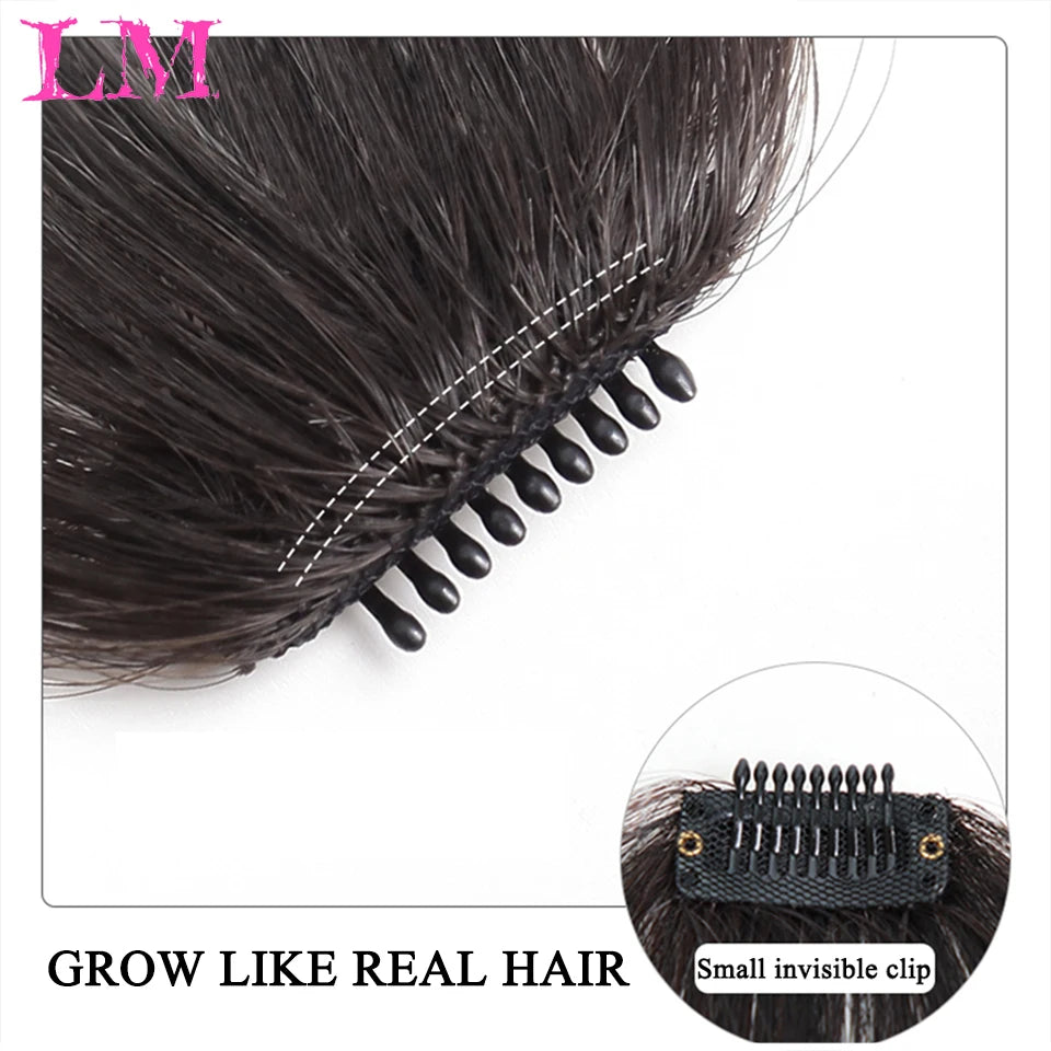 LM Fake Blunt air Bangs hair Clip-In Extension Synthetic Fake Fringe Natural False hairpiece For Women Clip In Bangs