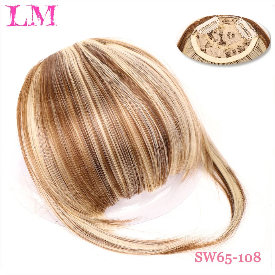 LM Fake Blunt air Bangs hair Clip-In Extension Synthetic Fake Fringe Natural False hairpiece For Women Clip In Bangs