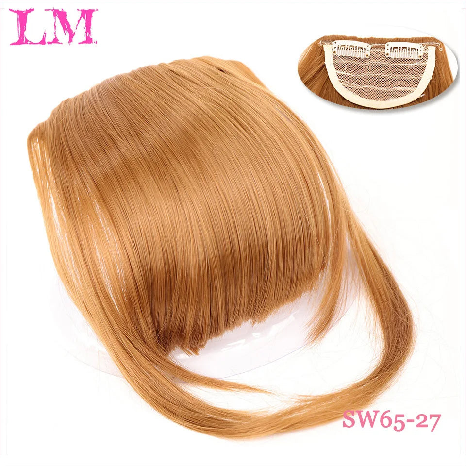 LM Fake Blunt air Bangs hair Clip-In Extension Synthetic Fake Fringe Natural False hairpiece For Women Clip In Bangs