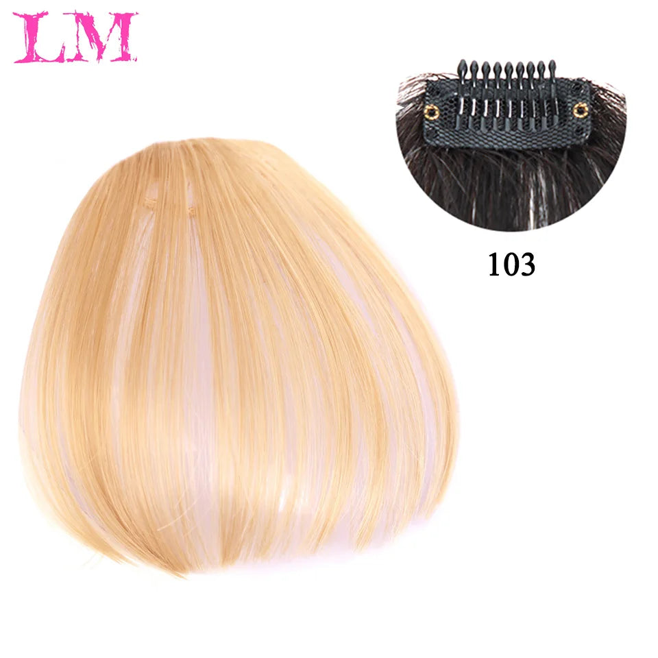 LM Fake Blunt air Bangs hair Clip-In Extension Synthetic Fake Fringe Natural False hairpiece For Women Clip In Bangs