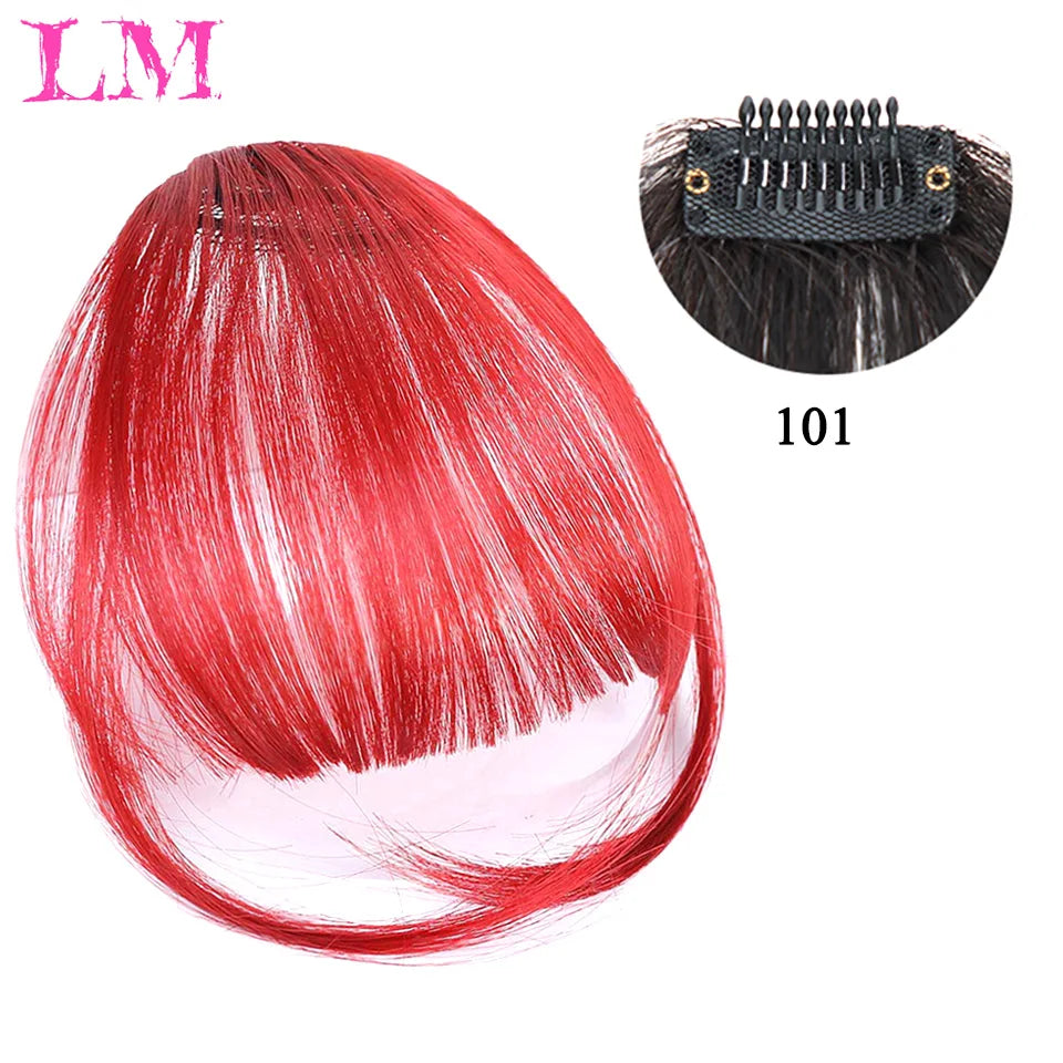 LM Fake Blunt air Bangs hair Clip-In Extension Synthetic Fake Fringe Natural False hairpiece For Women Clip In Bangs