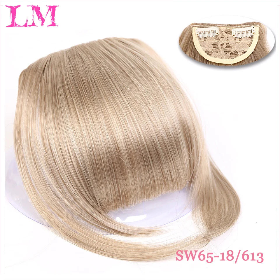 LM Fake Blunt air Bangs hair Clip-In Extension Synthetic Fake Fringe Natural False hairpiece For Women Clip In Bangs