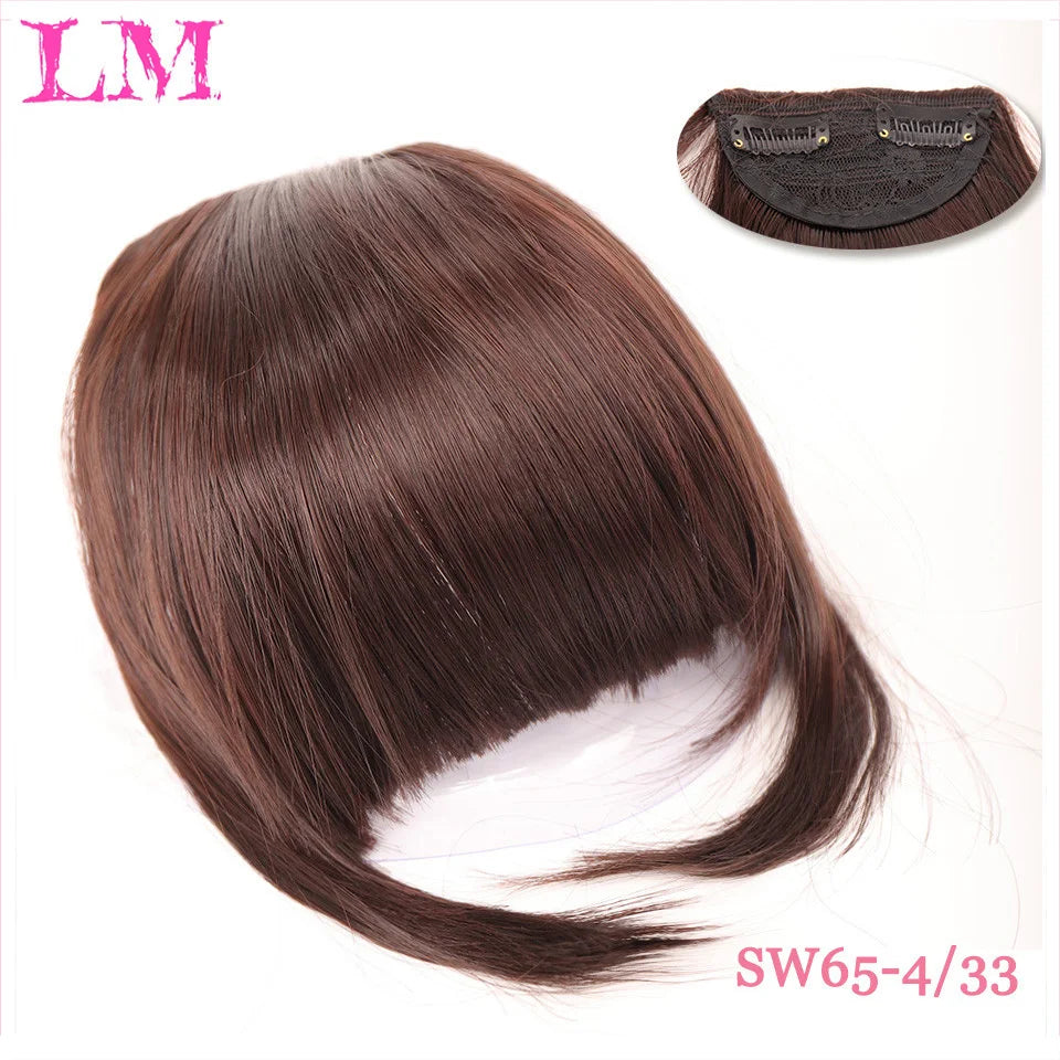 LM Fake Blunt air Bangs hair Clip-In Extension Synthetic Fake Fringe Natural False hairpiece For Women Clip In Bangs