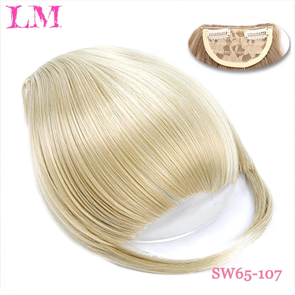 LM Fake Blunt air Bangs hair Clip-In Extension Synthetic Fake Fringe Natural False hairpiece For Women Clip In Bangs