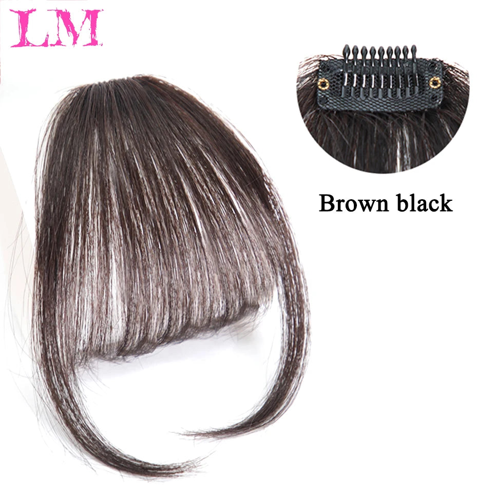 LM Fake Blunt air Bangs hair Clip-In Extension Synthetic Fake Fringe Natural False hairpiece For Women Clip In Bangs