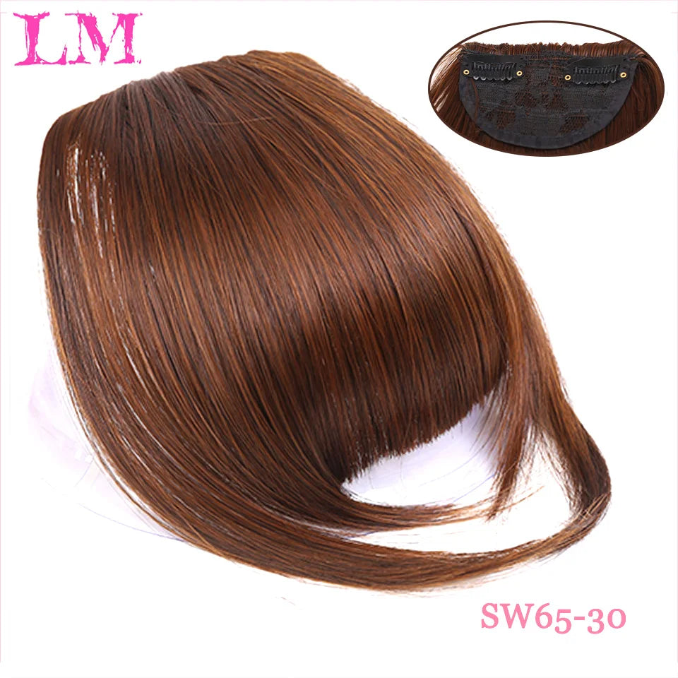 LM Fake Blunt air Bangs hair Clip-In Extension Synthetic Fake Fringe Natural False hairpiece For Women Clip In Bangs