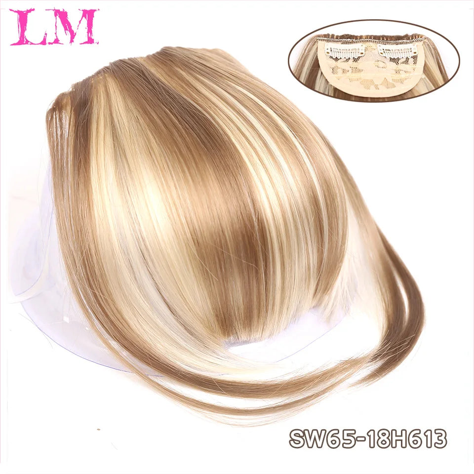 LM Fake Blunt air Bangs hair Clip-In Extension Synthetic Fake Fringe Natural False hairpiece For Women Clip In Bangs