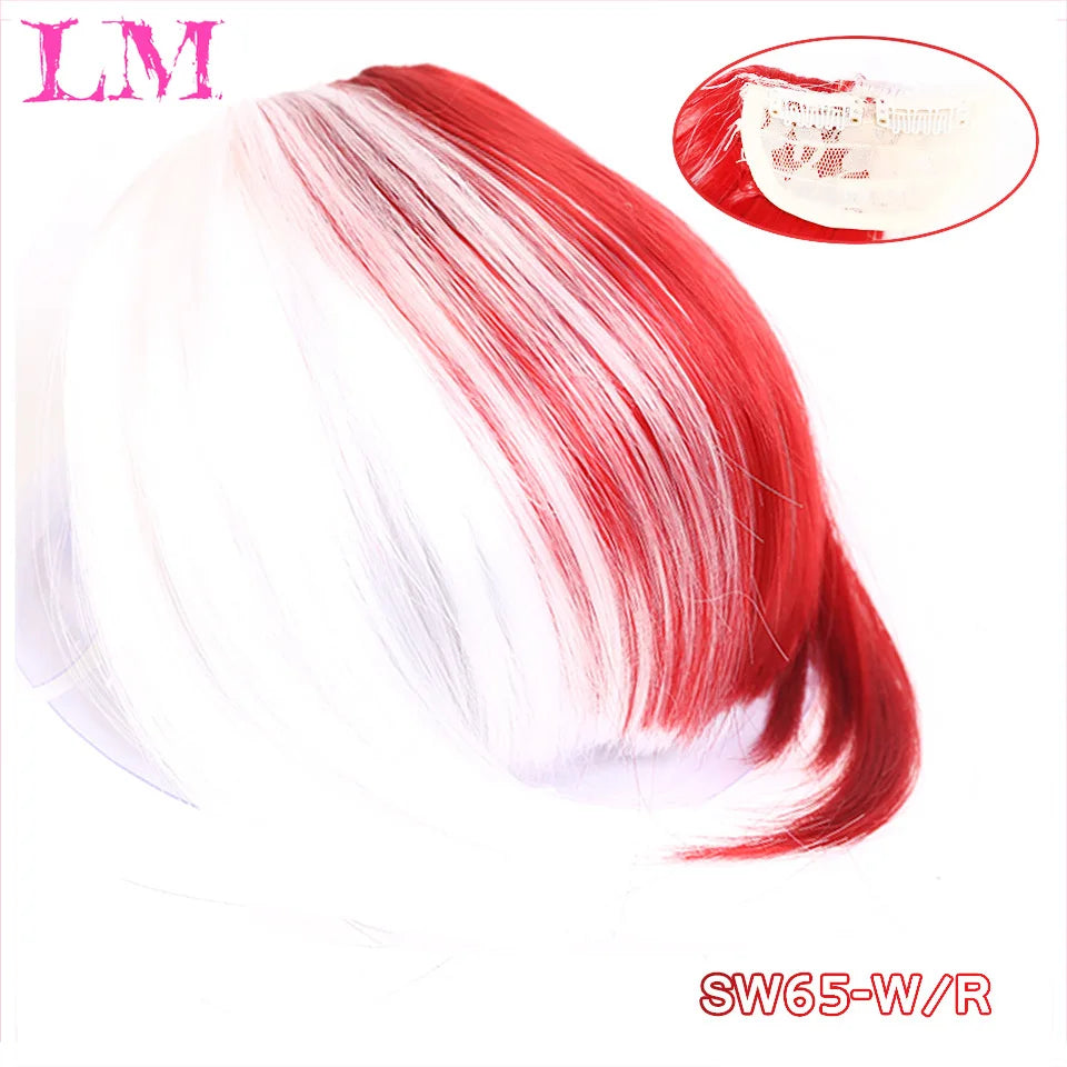 LM Fake Blunt air Bangs hair Clip-In Extension Synthetic Fake Fringe Natural False hairpiece For Women Clip In Bangs