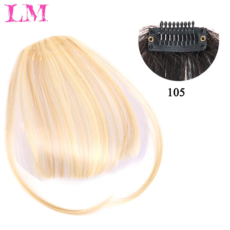LM Fake Blunt air Bangs hair Clip-In Extension Synthetic Fake Fringe Natural False hairpiece For Women Clip In Bangs
